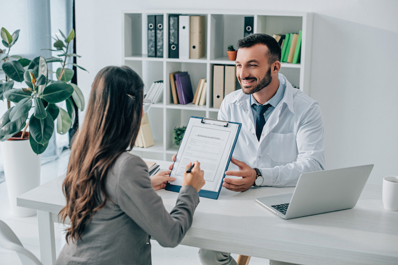 Woman looking at her healthcare options